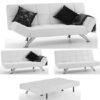 Venice Faux Leather Sofa Bed In White With Chrome Metal Legs