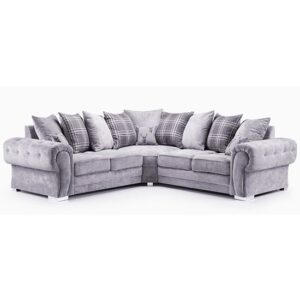Verna Scatterback Fabric Corner Sofa Large Bed In Grey