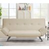 Venice Faux Leather Sofa Bed In Cream With Chrome Metal Legs