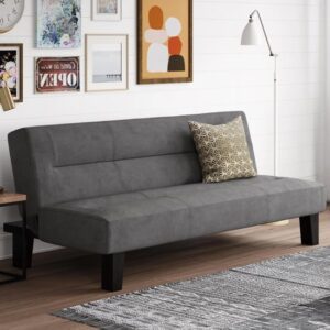 Kubota Velvet Sofa Bed With Wooden Legs In Grey