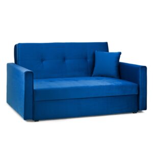 Viola Plush Velvet 2 Seater Sofa Bed In Blue